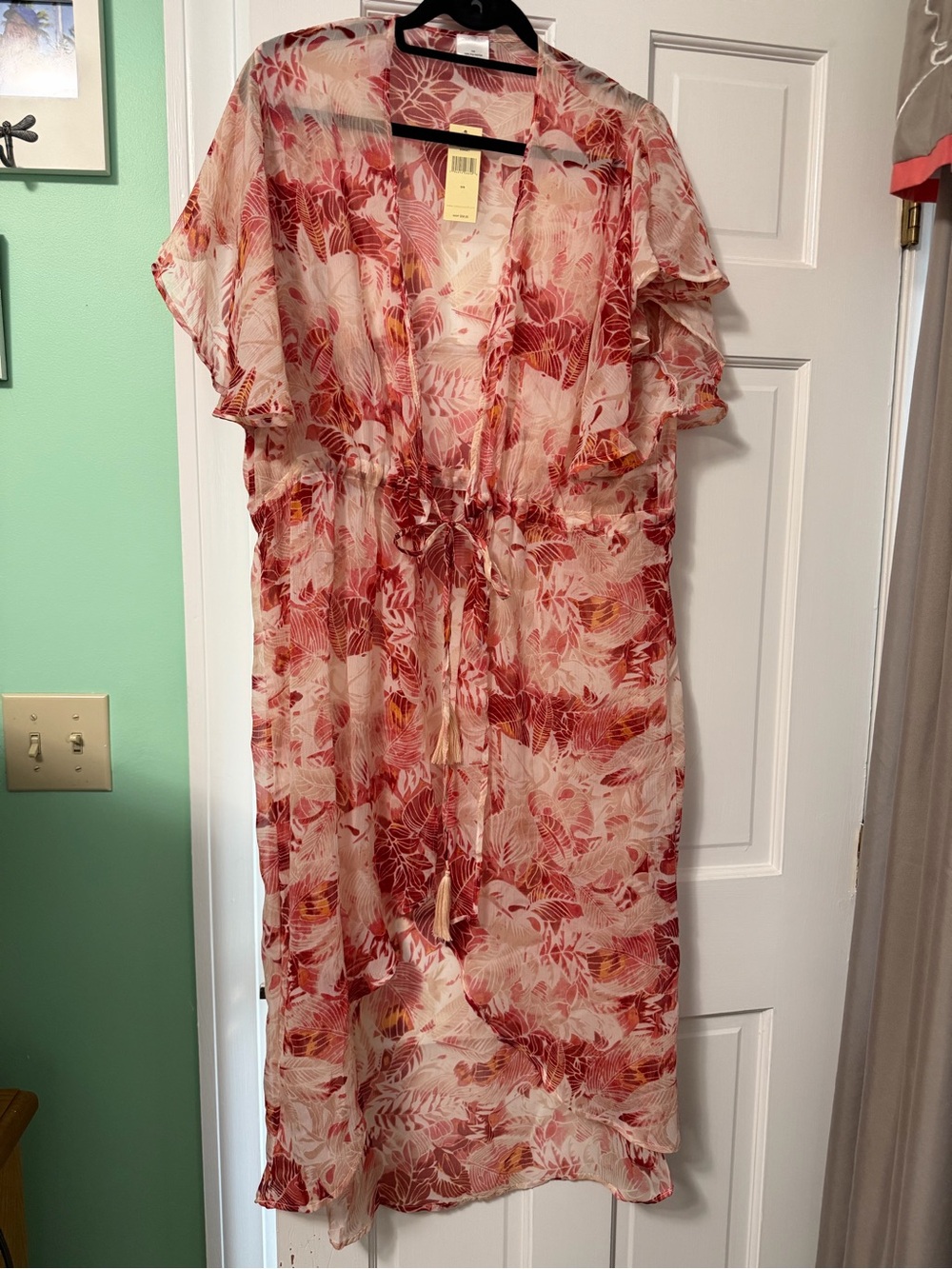 Floral Sheer Kimono/cover-up in Blush & Rust